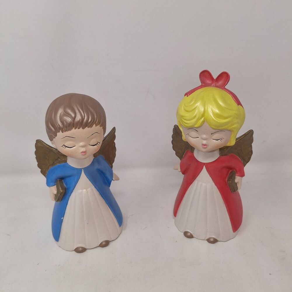 Vintage Handmade Christmas Kissing Angels Ceramic Molds Boy Girl Figurines